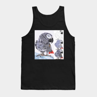 African Grey Parrot - From Sketch to Portrait Tank Top